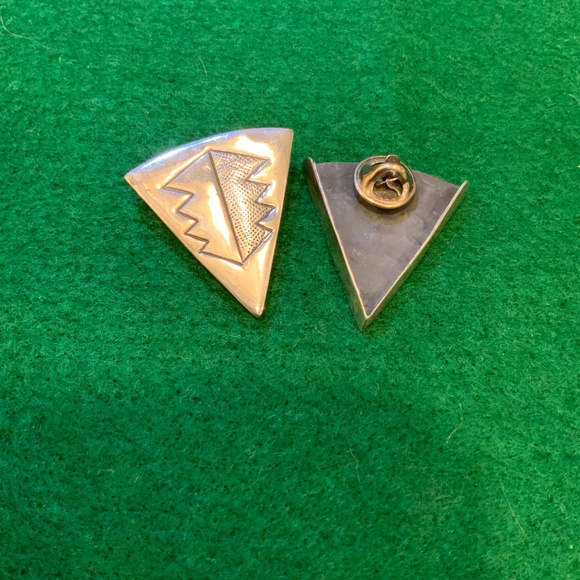 Vintage Sterling Silver? ~ Native American Navajo? ~ Shirt Collar Tips - Picture 4 of 9